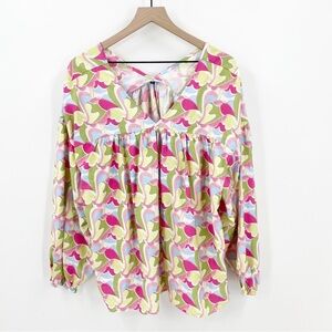 Michelle McDowell Colorful Spring Long Sleeve Blouse Large